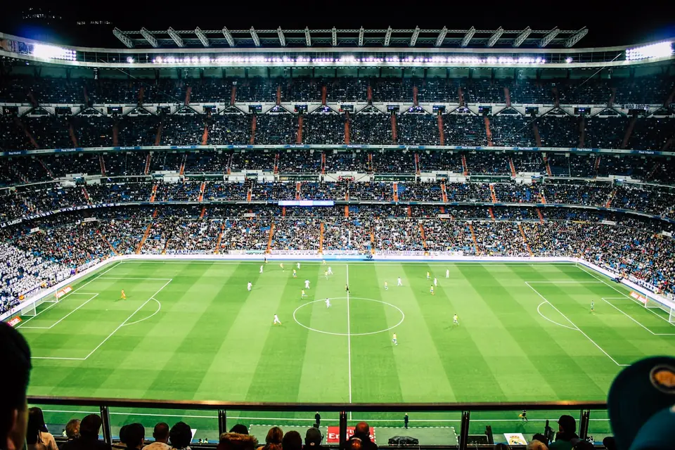 A football stadium and pitch